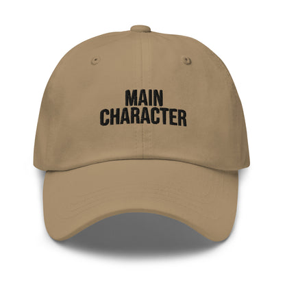 Main Character embroidered baseball cap in Khaki with black embroidery by White Boy Summer