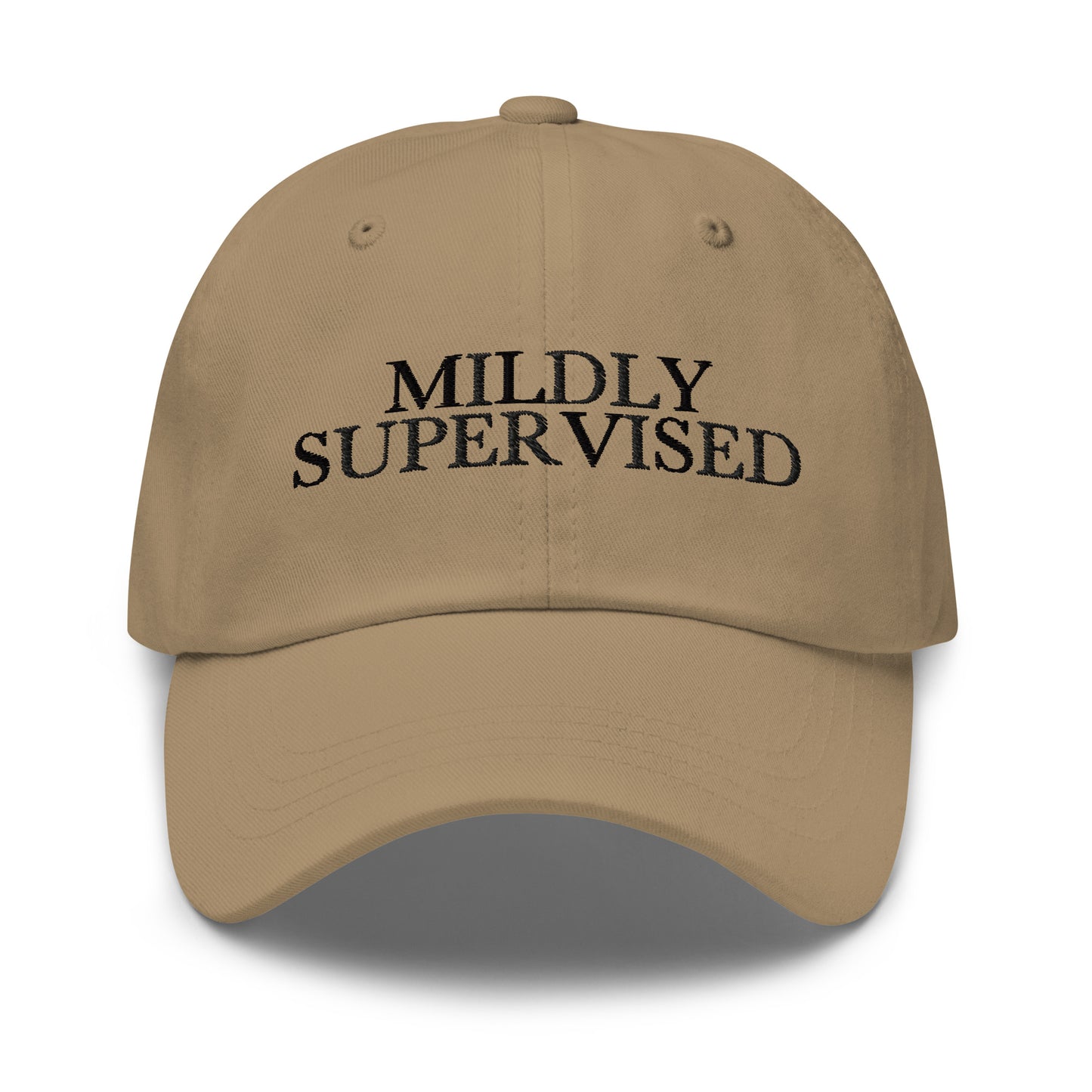 Mildly Supervised embroidered baseball cap in Khaki with black embroidery by White Boy Summer