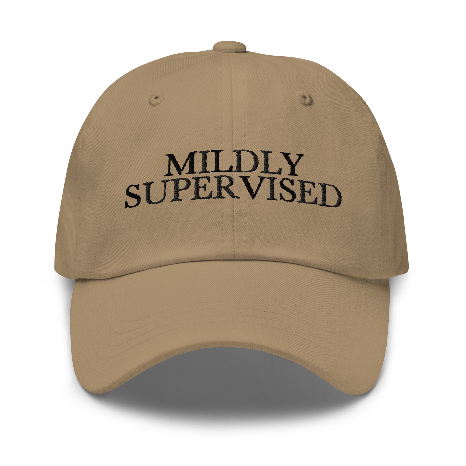 Mildly Supervised embroidered baseball cap in Khaki with black embroidery by White Boy Summer