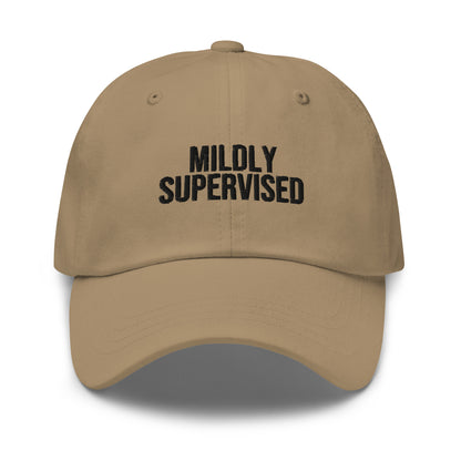 Mildly Supervised embroidered baseball cap in Khaki with black embroidery by White Boy Summer