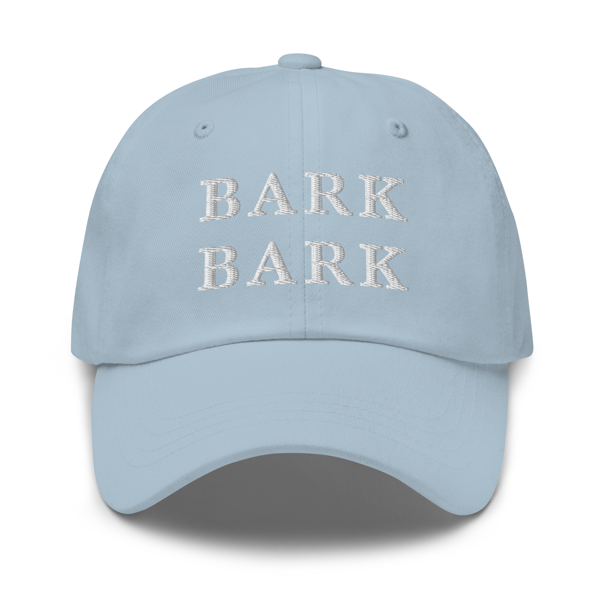 WHITE BOY SUMMER - Big Dog - "Bark Bark" - White Embroidered Baseball Cap - Hat Light Blue