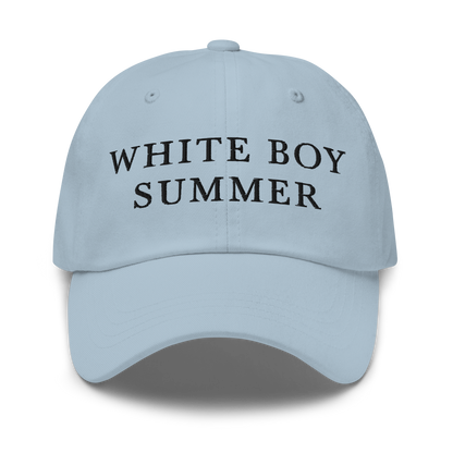 WHITE BOY SUMMER - Originals - "White Boy Summer" - Black Embroidered Baseball Cap - Hat Light Blue
