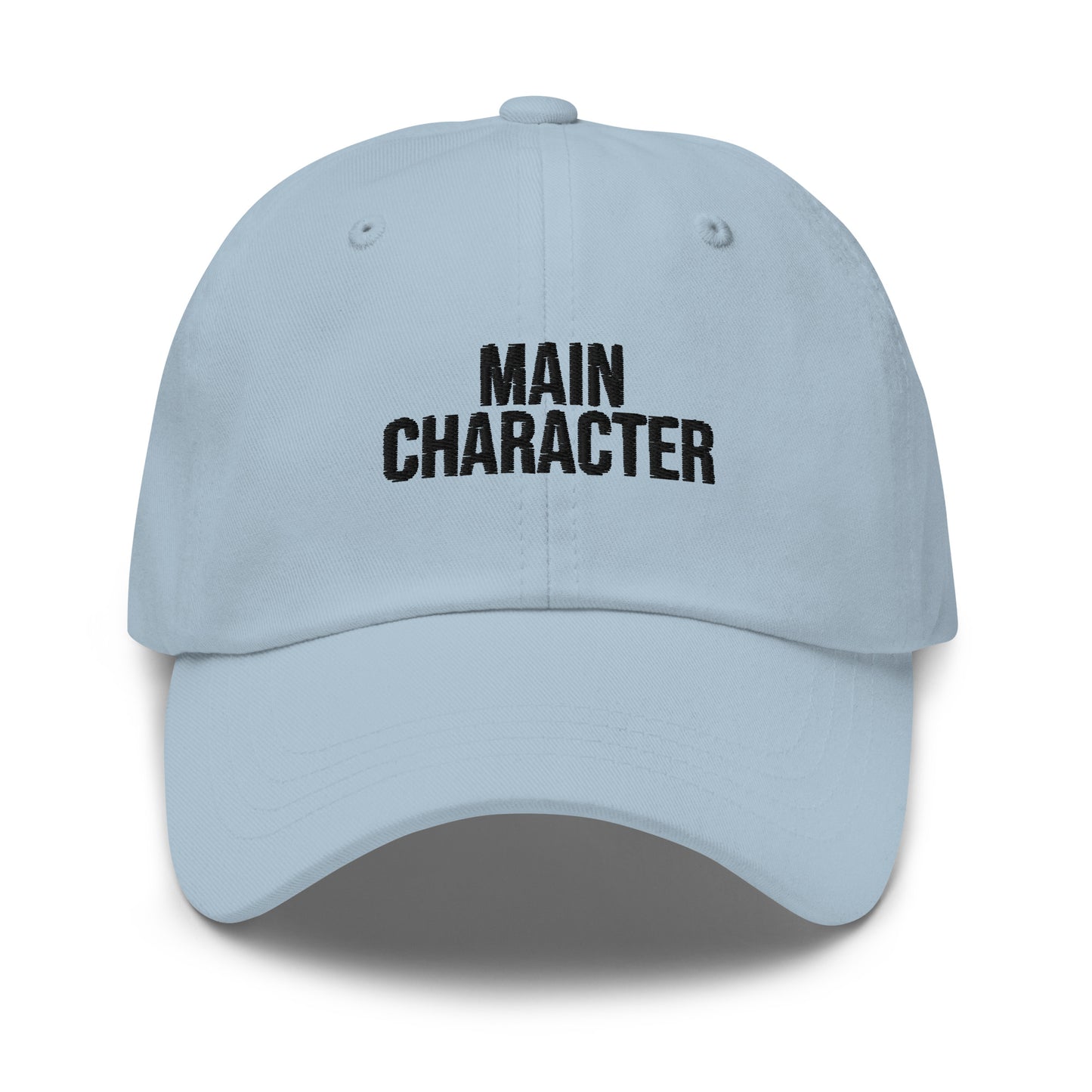 Main Character embroidered baseball cap in Light Blue with black embroidery by White Boy Summer