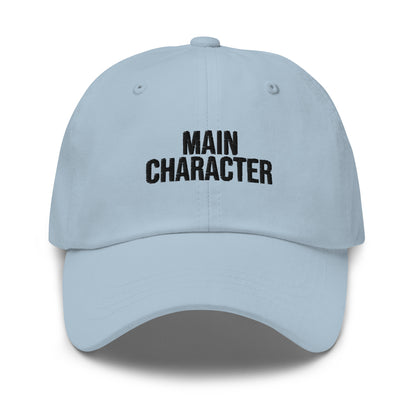 Main Character embroidered baseball cap in Light Blue with black embroidery by White Boy Summer