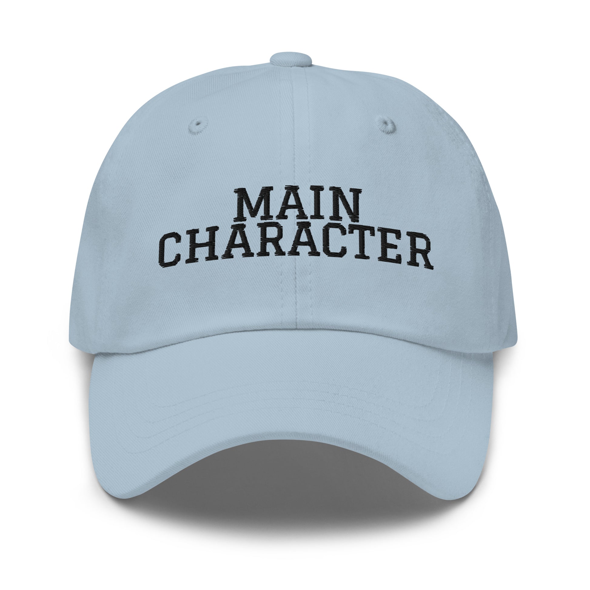 Main Character embroidered baseball cap in Light Blue with black embroidery by White Boy Summer
