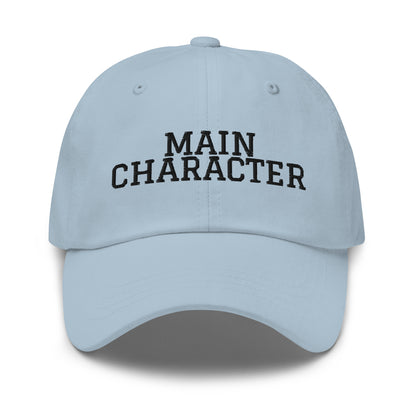 Main Character embroidered baseball cap in Light Blue with black embroidery by White Boy Summer