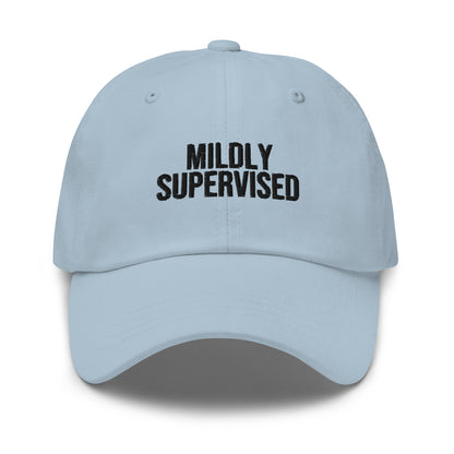 Mildly Supervised embroidered baseball cap in Light Blue with black embroidery by White Boy Summer