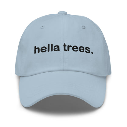 Hella Trees embroidered baseball cap in Light Blue with black embroidery by White Boy Summer
