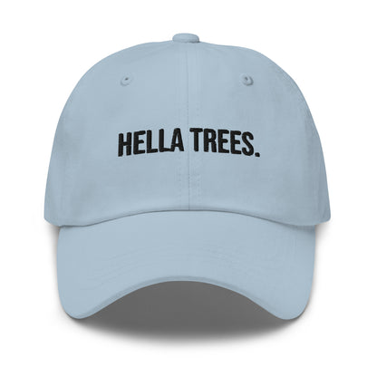 Hella Trees embroidered baseball cap in Light Blue with black embroidery by White Boy Summer