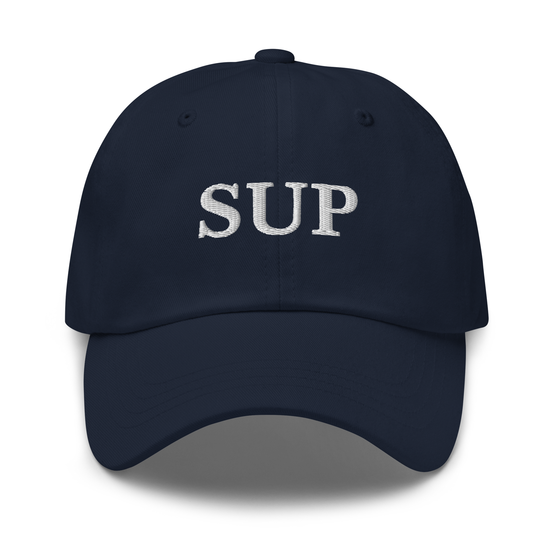 WHITE BOY SUMMER - Sup? - "Sup" - White Embroidered Baseball Cap - Hat Navy
