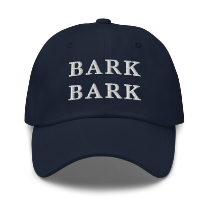 WHITE BOY SUMMER - Big Dog - "Bark Bark" - White Embroidered Baseball Cap - Hat Navy