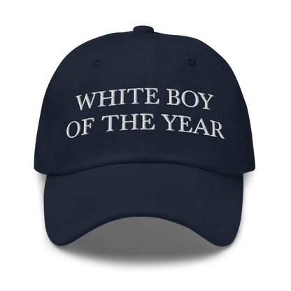 WHITE BOY SUMMER - White Boy Of The Year - "White Boy Of The Year" - White Embroidered Baseball Cap - Hat Navy