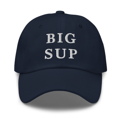 WHITE BOY SUMMER - Sup? - "Big Sup" - White Embroidered Baseball Cap - Hat Navy