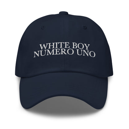 WHITE BOY NUMERO UNO Navy front cap mockup