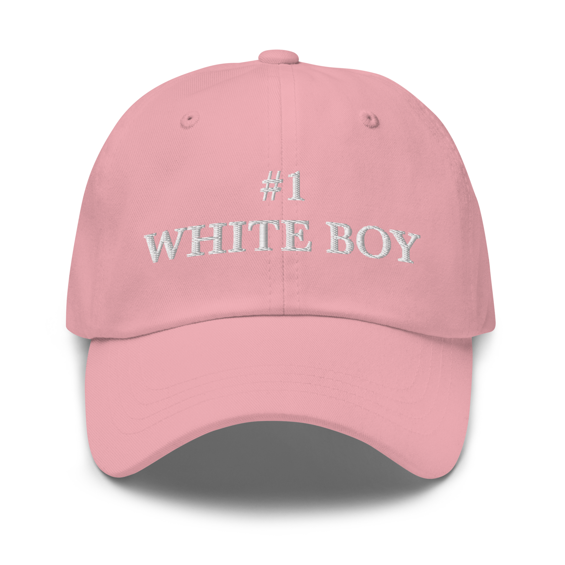 WHITE BOY SUMMER - White Boy Of The Year - "#1 White Boy" - White Embroidered Baseball Cap - Hat Pink