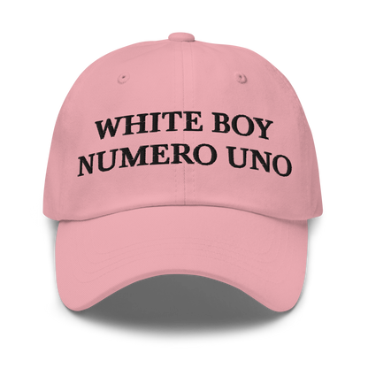 WHITE BOY SUMMER - White Boy Of The Year - "White Boy Numero Uno" - Black Embroidered Baseball Cap - Hat Pink