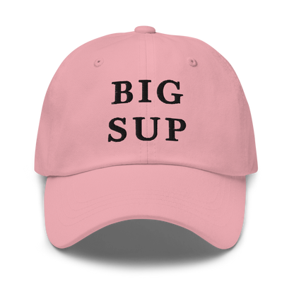 WHITE BOY SUMMER - Sup? - "Big Sup" - Black Embroidered Baseball Cap - Hat Pink