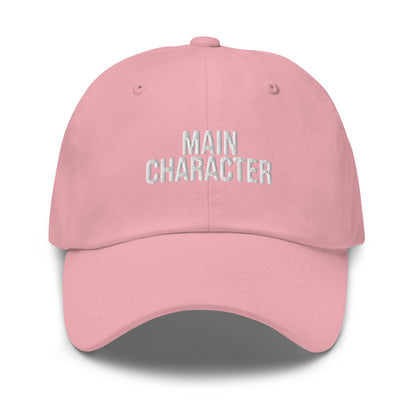 Main Character embroidered baseball cap in Pink with white embroidery by White Boy Summer