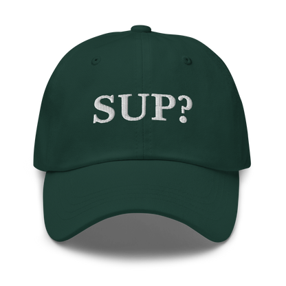WHITE BOY SUMMER - Sup? - "Sup?" - White Embroidered Baseball Cap - Hat Spruce