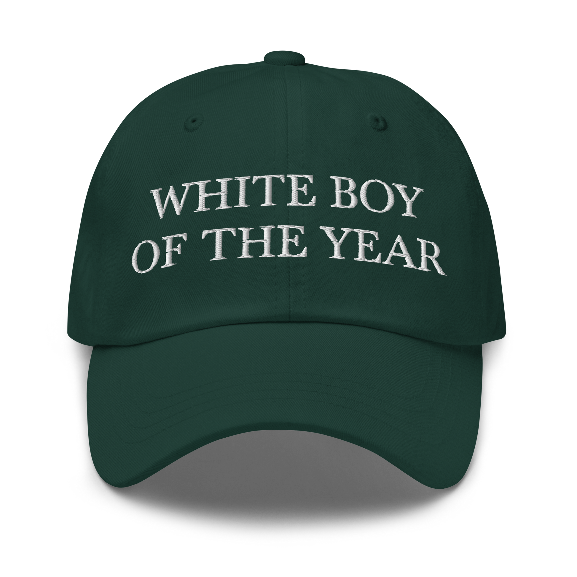 WHITE BOY SUMMER - White Boy Of The Year - "White Boy Of The Year" - White Embroidered Baseball Cap - Hat Spruce