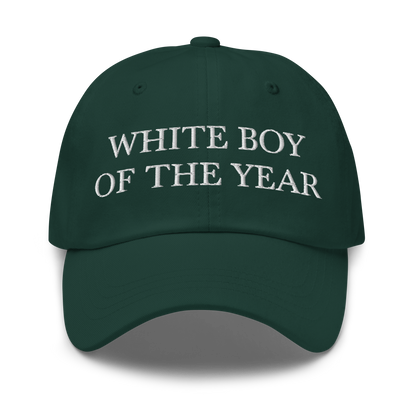 WHITE BOY SUMMER - White Boy Of The Year - "White Boy Of The Year" - White Embroidered Baseball Cap - Hat Spruce