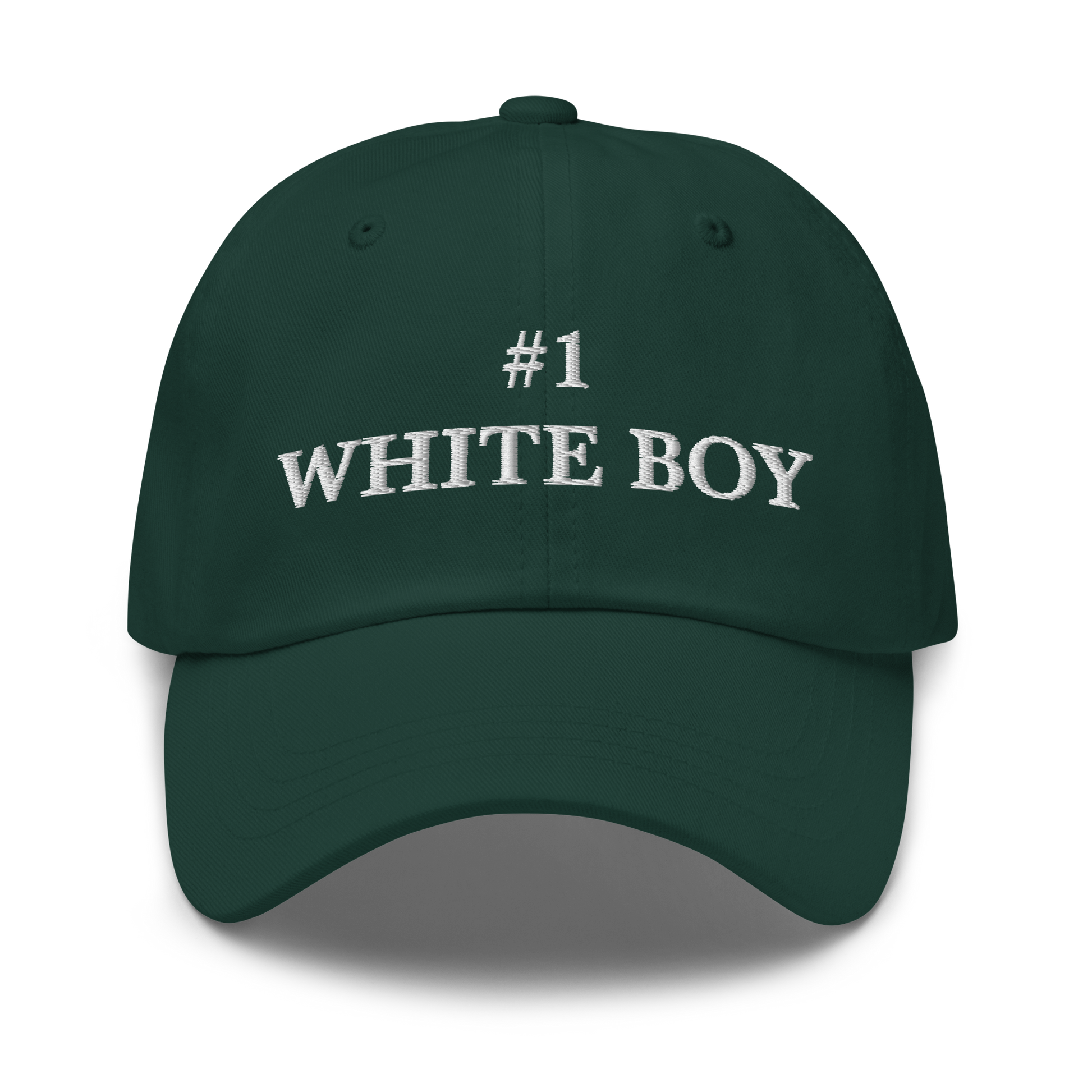 WHITE BOY SUMMER - White Boy Of The Year - "#1 White Boy" - White Embroidered Baseball Cap - Hat Spruce