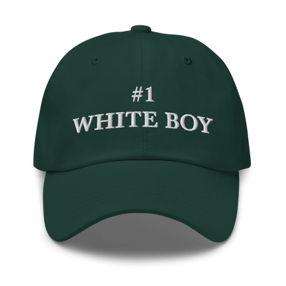 WHITE BOY SUMMER - White Boy Of The Year - "#1 White Boy" - White Embroidered Baseball Cap - Hat Spruce