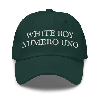 WHITE BOY SUMMER - White Boy Of The Year - "White Boy Numero Uno" - White Embroidered Baseball Cap - Hat Spruce