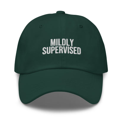 Mildly Supervised embroidered baseball cap in Spruce with white embroidery by White Boy Summer