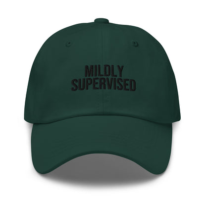 Mildly Supervised embroidered baseball cap in Spruce with black embroidery by White Boy Summer