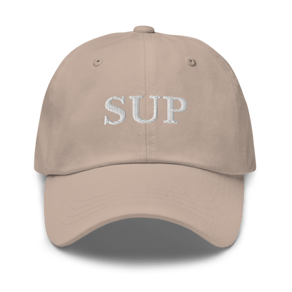 WHITE BOY SUMMER - Sup? - "Sup" - White Embroidered Baseball Cap - Hat Stone