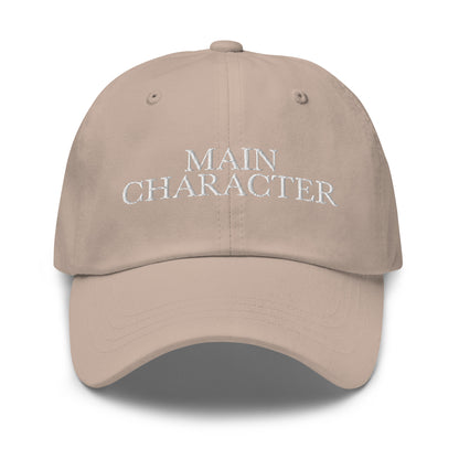 Main Character embroidered baseball cap in Stone with white embroidery by White Boy Summer