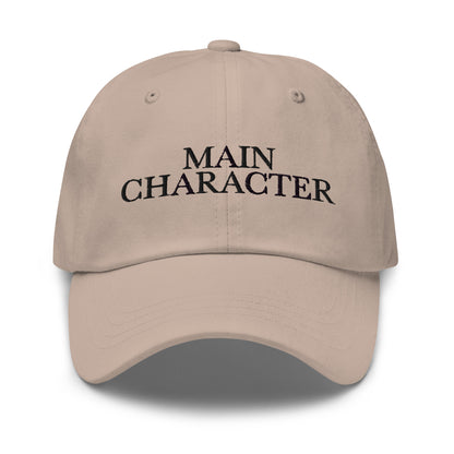 Main Character embroidered baseball cap in Stone with black embroidery by White Boy Summer