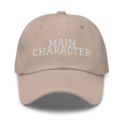 Main Character embroidered baseball cap in Stone with white embroidery by White Boy Summer
