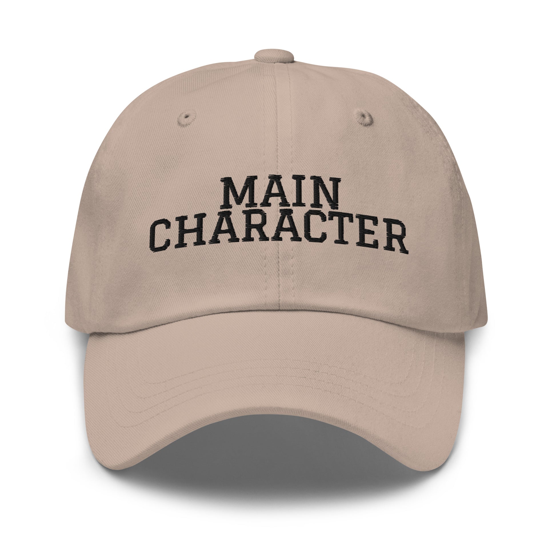 Main Character embroidered baseball cap in Stone with black embroidery by White Boy Summer