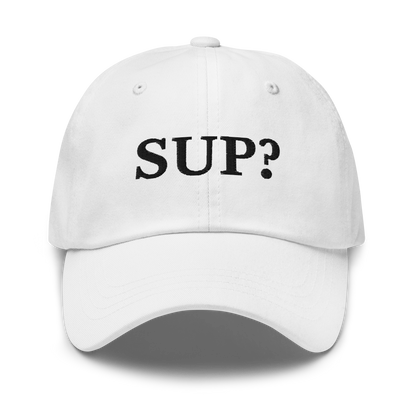 WHITE BOY SUMMER - Sup? - "Sup?" - Black Embroidered Baseball Cap - Hat White