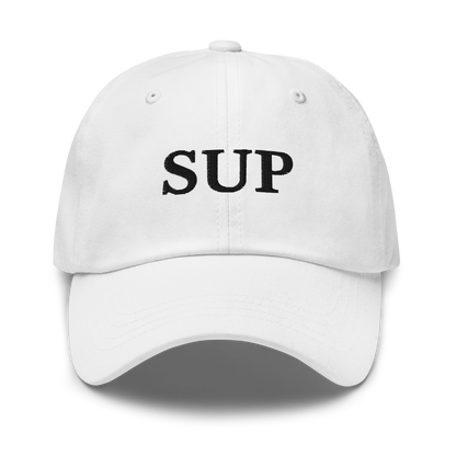 WHITE BOY SUMMER - Sup? - "Sup" - Black Embroidered Baseball Cap - Hat White