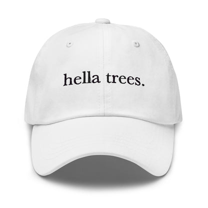 Hella Trees embroidered baseball cap in White with black embroidery by White Boy Summer