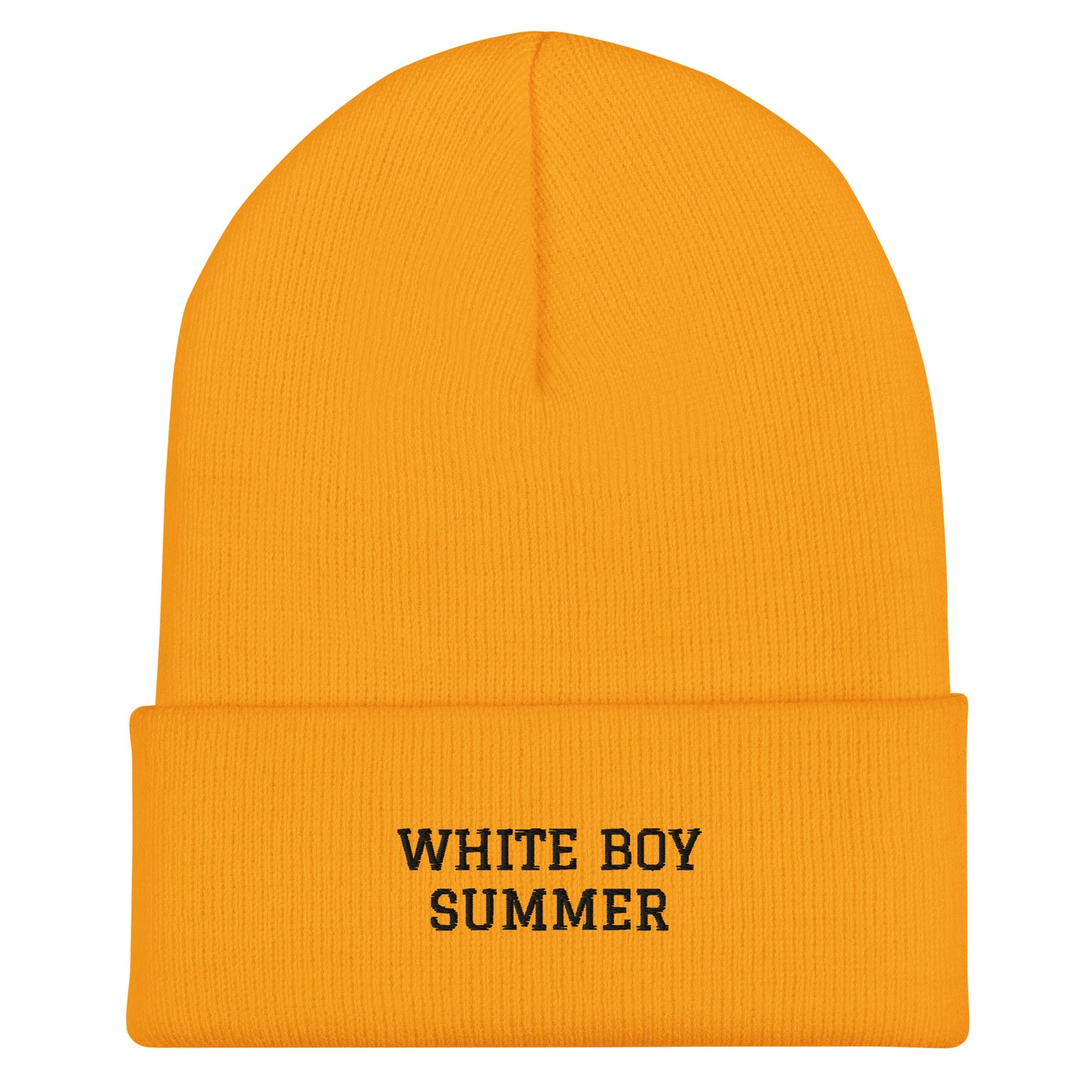 "White Boy Summer" - Black Embroidered Cuffed Beanie