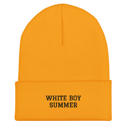 "White Boy Summer" - Black Embroidered Cuffed Beanie