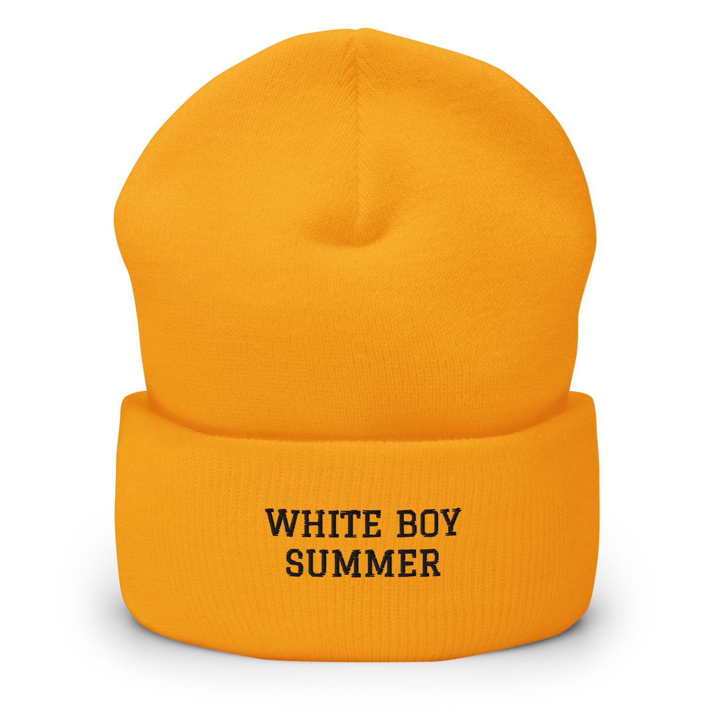 "White Boy Summer" - Black Embroidered Cuffed Beanie