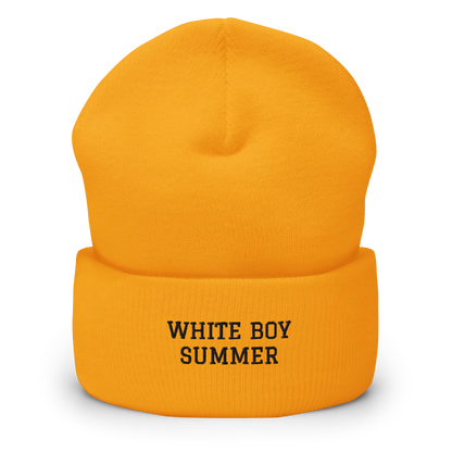 "White Boy Summer" - Black Embroidered Cuffed Beanie