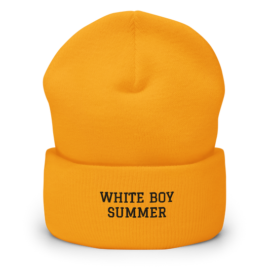 "White Boy Summer" - Black Embroidered Cuffed Beanie