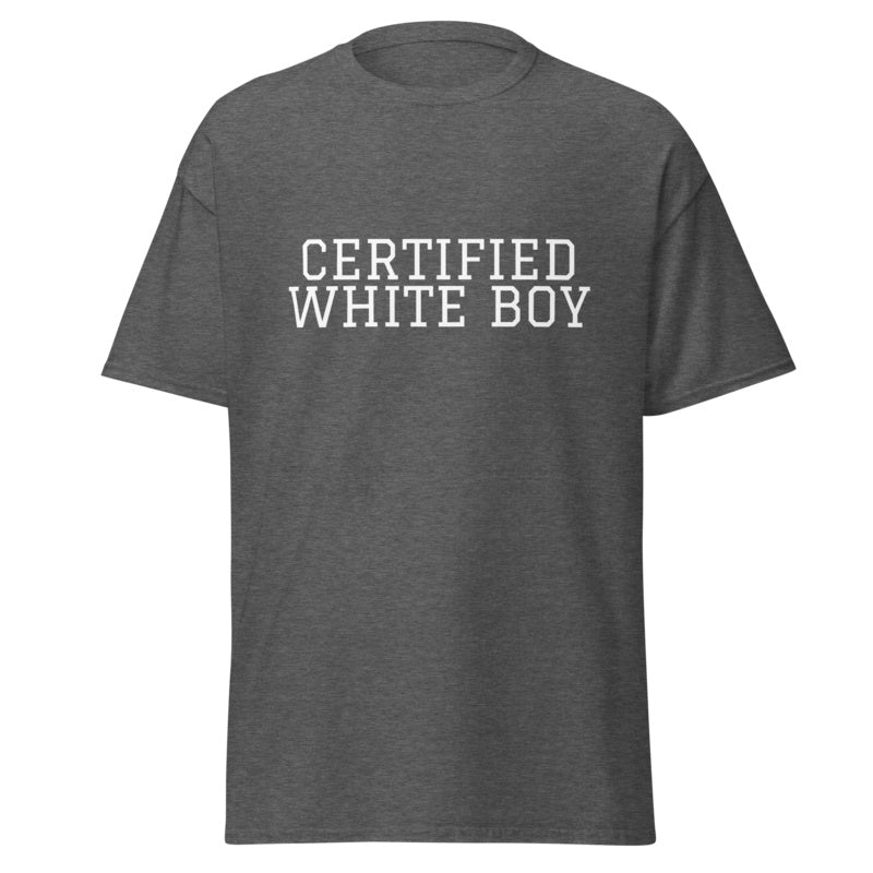 CERTIFIED WHITE BOY Dark Heather front mockup
