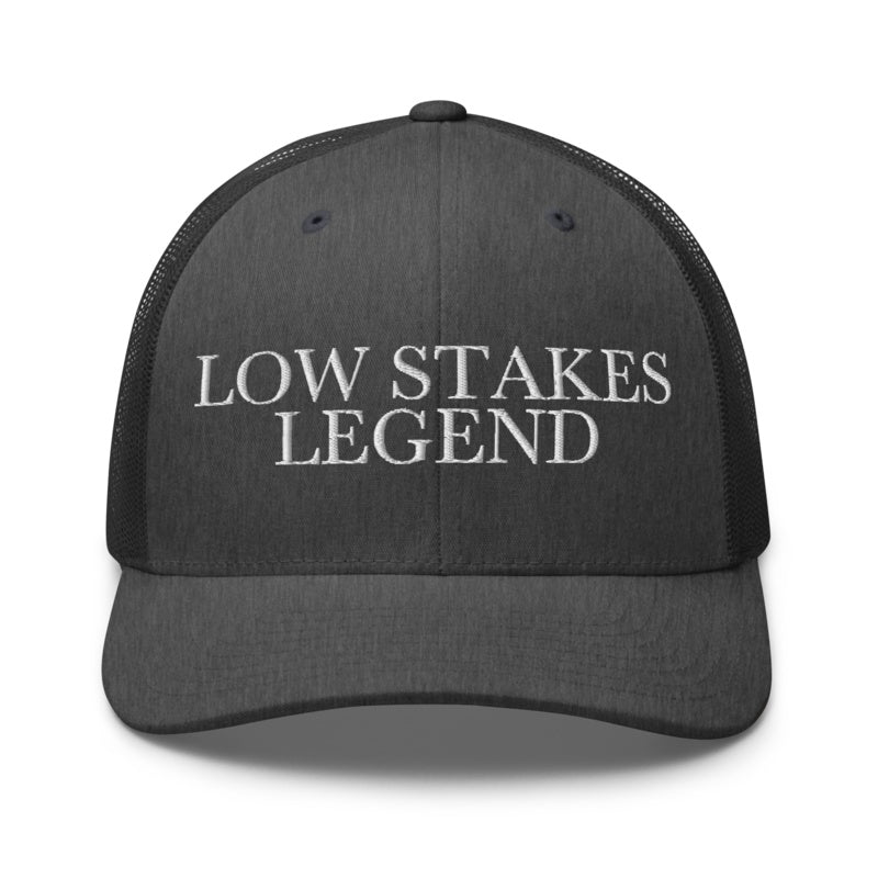 LOW STAKES LEGEND Dark Heather Gray front mockup