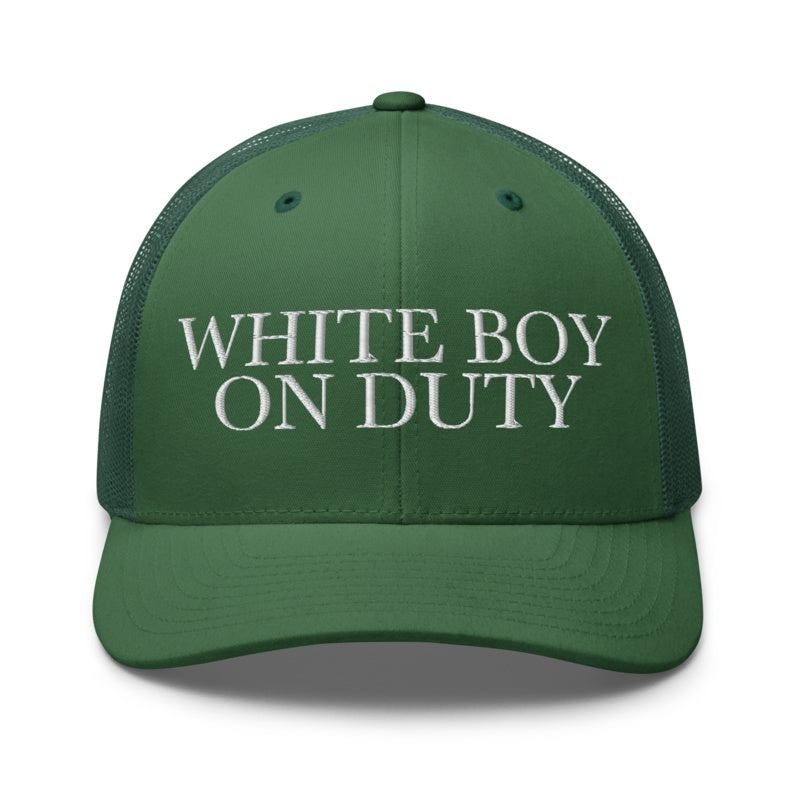 WHITE BOY ON DUTY Evergreen front mockup