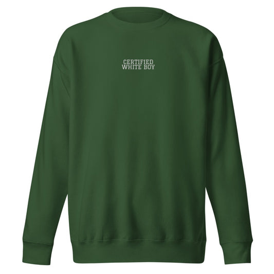 CERTIFIED WHITE BOY Forest Green front embroidered mockup white background