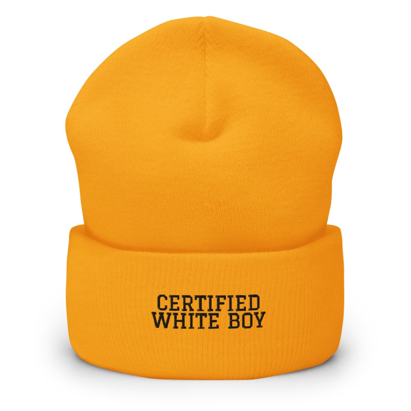 CERTIFIED WHITE BOY Gold front mockup