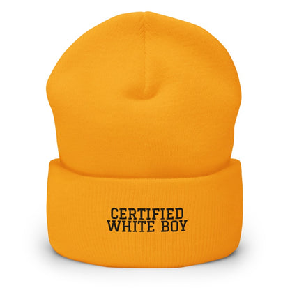 CERTIFIED WHITE BOY Gold front mockup