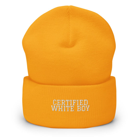 CERTIFIED WHITE BOY Gold front mockup
